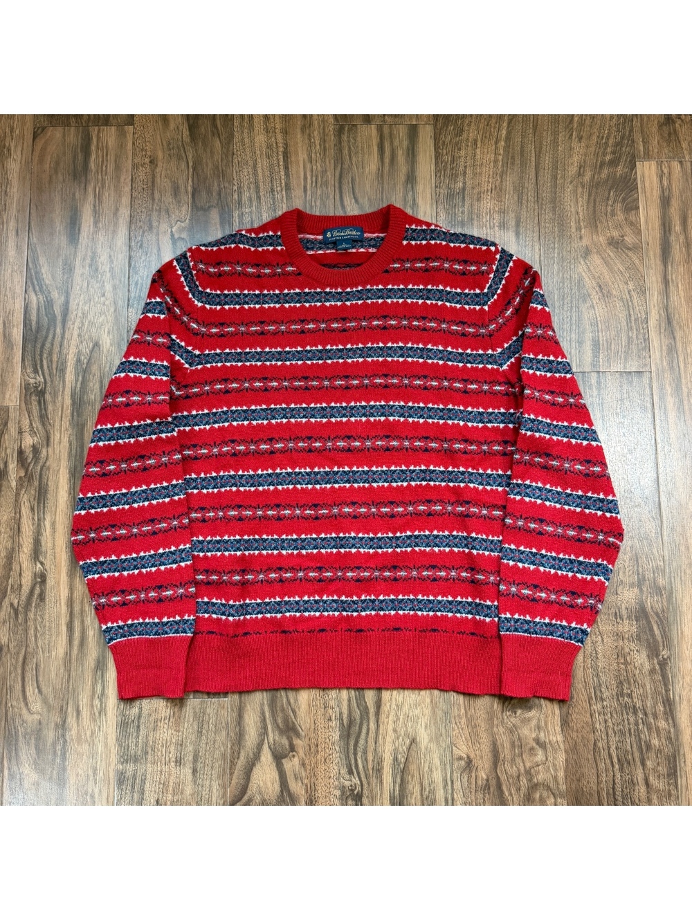 Brooks Brothers Scottish Lambswool Fair Isle Sweater Mens L Red Knit